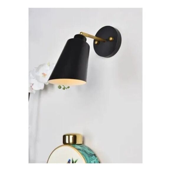 Living District 2354BK Halycon Bathroom Vanity Light Black and Brass Sconce NEW - Picture 2 of 8
